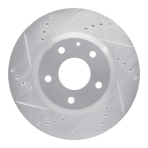 Mazda 3 Brake Rotor (1) - Front Left - R1 Concepts - Drilled & Slotted - Silver - `14-`24
